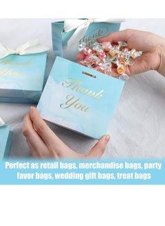Joyelink 24PCS Small Thank You Gift Bags, Mini Party Favor Bags Light Blue Candy Bags Treat Boxes Paper Gift Bags with Bow Ribbon for Wedding  Bridal Baby Shower Birthday Party  - Image 4