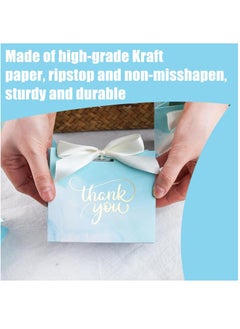 Joyelink 24PCS Small Thank You Gift Bags, Mini Party Favor Bags Light Blue Candy Bags Treat Boxes Paper Gift Bags with Bow Ribbon for Wedding  Bridal Baby Shower Birthday Party  - Image 3