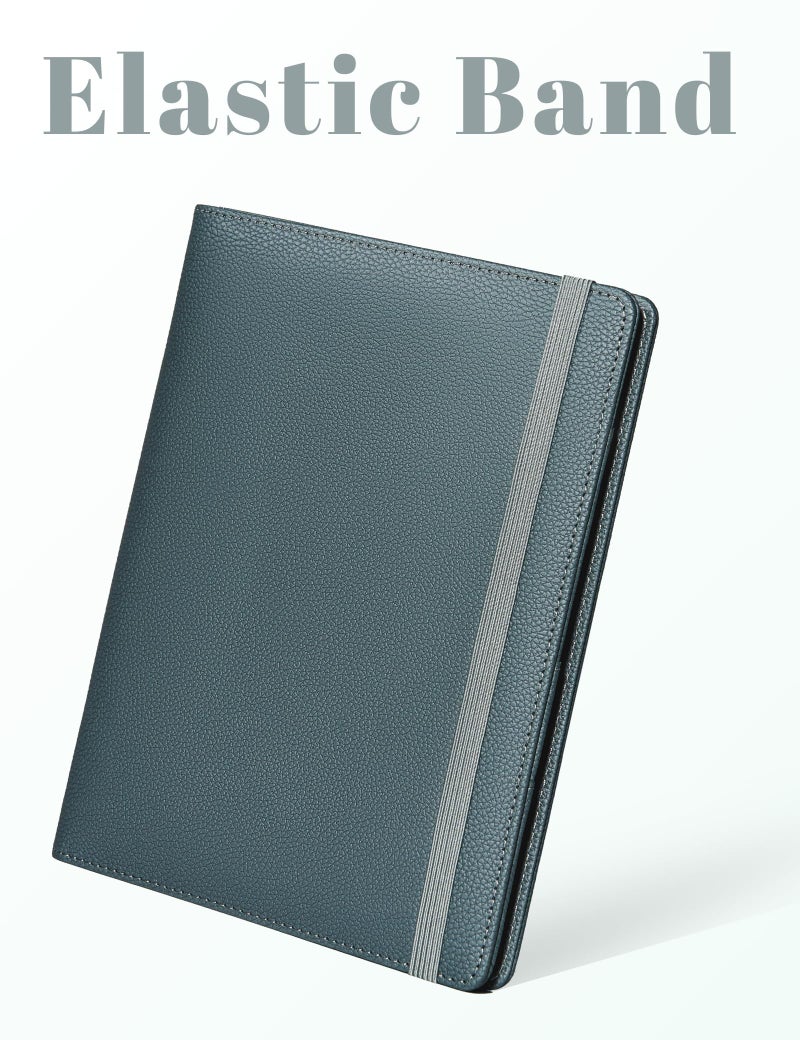 Mymazn Junior Padfolio Portfolio Folder, Small A5 Clipboard with Cover for 5'' x 8'' Writing Pad Notepad Holder Legal Pad Holder for Business School Office Men Women (Grey Green) - Image 5