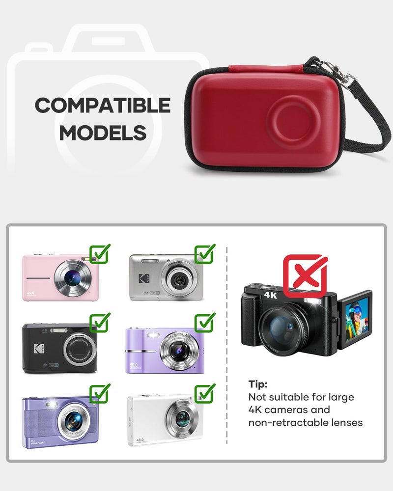 SQERO Digital Camera Case for KODAK PIXPRO FZ45 FZ55 & CAMKORY 1080P - Compact Travel Bag with 3 SD Card Slots, Small Lightweight Pouch, Cute Gifts for Adults Kids - Image 2