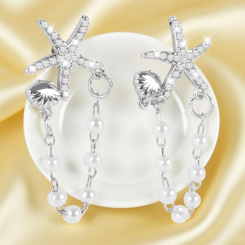 HANNEA® Earrings for Women Gold Starfish Seashell Earrings Summer - Image 4
