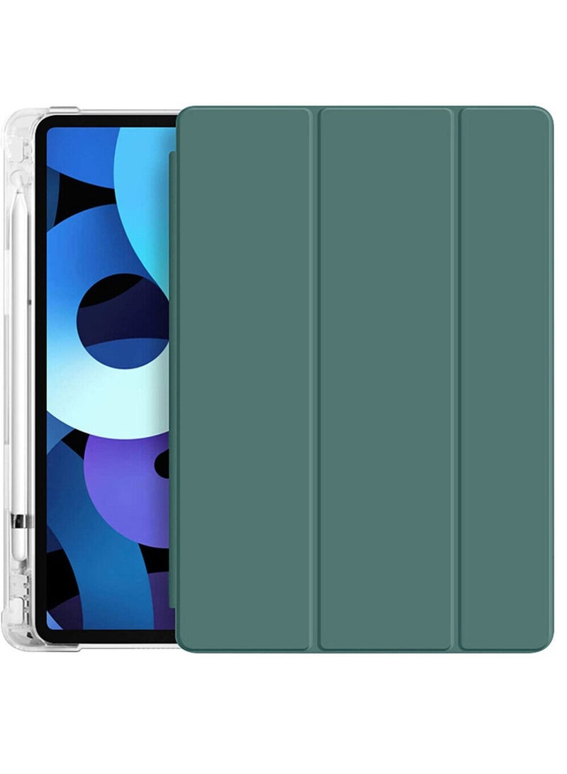 Techie Smart Folio Flip Trifold Transparent Back Case with Pencil Holder and Auto Wake/Sleep Function Cover for Apple iPad Air 5 / Air 4, 10.9” 5th/ 4th Generation 2022 2020 – Green - Image 3