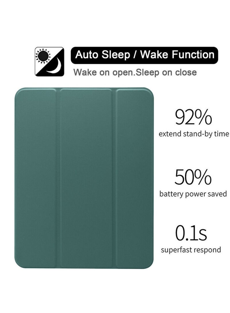 Techie Smart Folio Flip Trifold Transparent Back Case with Pencil Holder and Auto Wake/Sleep Function Cover for Apple iPad Air 5 / Air 4, 10.9” 5th/ 4th Generation 2022 2020 – Green - Image 5
