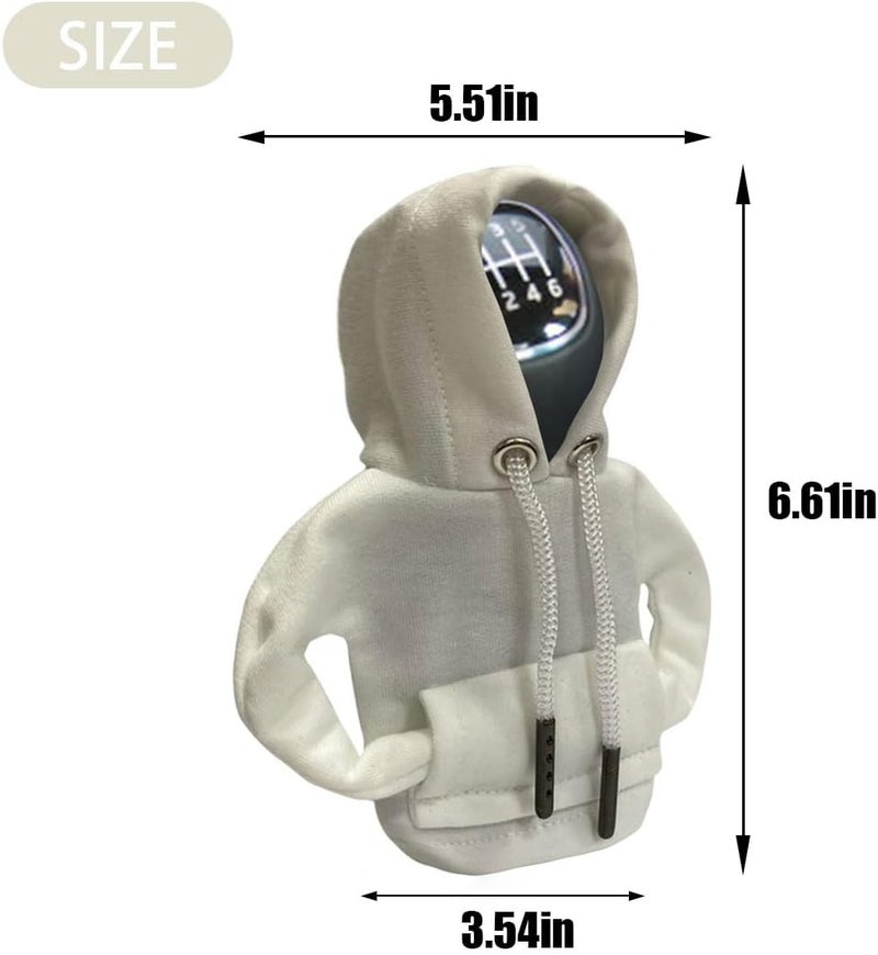 Car Gear Shift Cover, Fashionable Winter Hoodie Shifter Knob, Universal Car Accessory, White, Nylon, 6.61x5.51 inches - Image 2