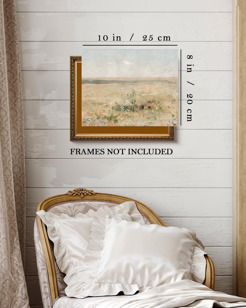 Kizbok Vintage Landscape Wall Art for Bedroom  Farmhouse Wall Decor Meadow Landscape Canvas Painting Vintage Pictures French Decor for Cozy Bedroom Gallery (8"" x 10""-UNFRAMED) - Image 1