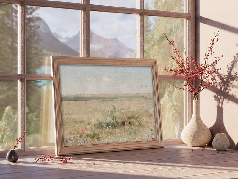 Kizbok Vintage Landscape Wall Art for Bedroom  Farmhouse Wall Decor Meadow Landscape Canvas Painting Vintage Pictures French Decor for Cozy Bedroom Gallery (8"" x 10""-UNFRAMED) - Image 3