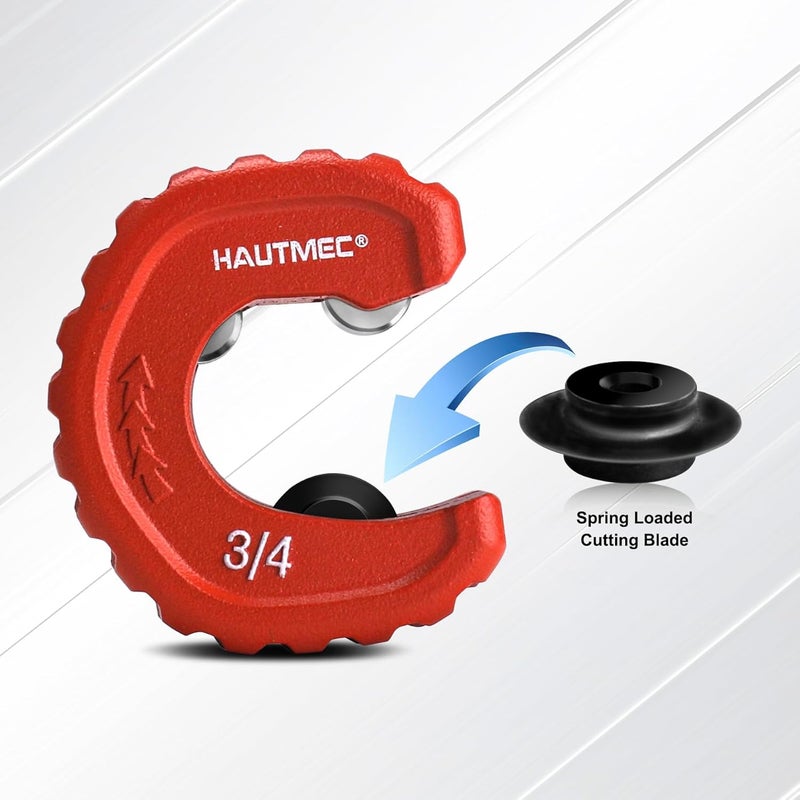 HAUTMEC قاطع أنابيب نحاسية أوتوماتيكي 3/4 بوصة - سعة أنبوب اسمية قصوى 3/4 بوصة (قطر خارجي 7/8 بوصة)، للنحاس والألمنيوم والنحاس الأصفر وأنابيب الجدران الرقيقة، HT0216-PL - Image 3
