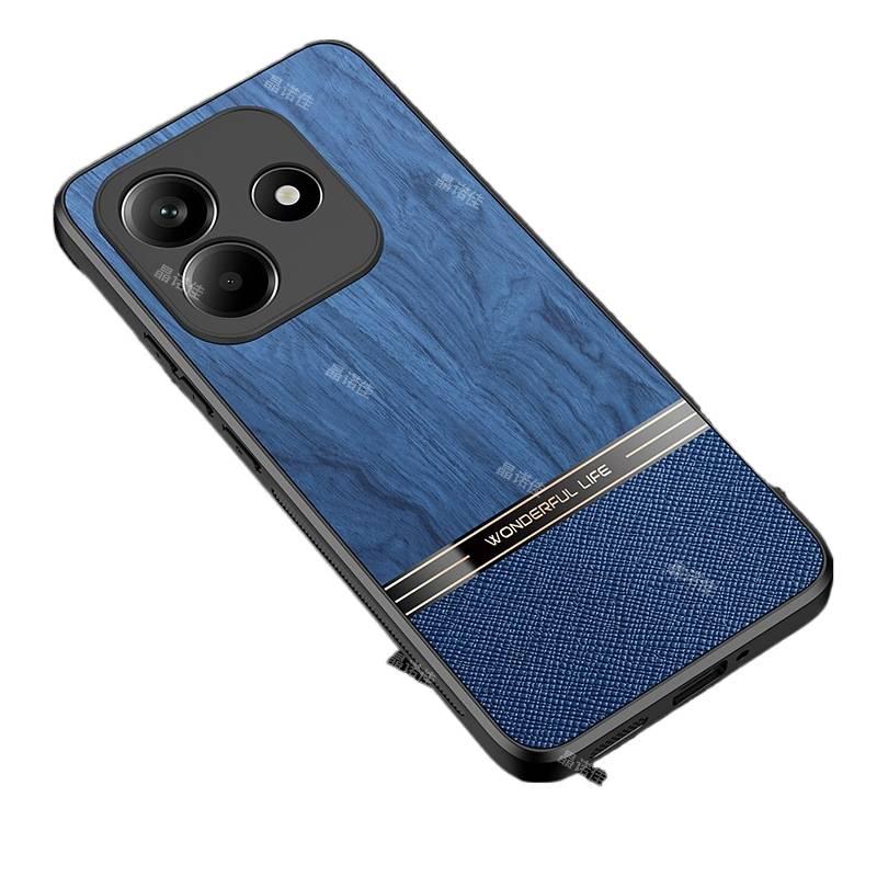 BB غطاء واقي بملمس جلد لـ Redmi Note 14 مع حماية من السقوط ومغناطيس قوي مع مقاوم للصدمات مع تشطيب غير لامع مع نقش حبيبات الخشب باللون أزرق مغناطيسي باللون الأزرق باللون الأحمر - Image 1