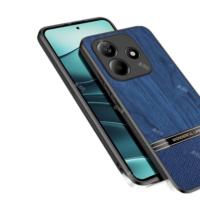 BB غطاء واقي بملمس جلد لـ Redmi Note 14 مع حماية من السقوط ومغناطيس قوي مع مقاوم للصدمات مع تشطيب غير لامع مع نقش حبيبات الخشب باللون أزرق مغناطيسي باللون الأزرق باللون الأحمر - Image 3