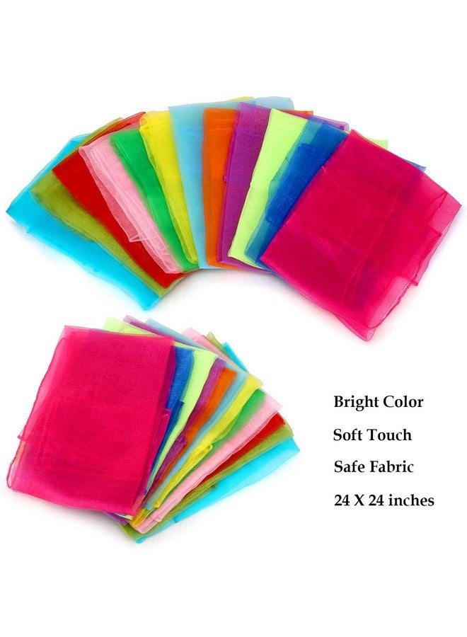 Colovis 36 Pcs Square Dance Scarves, Juggling Scarf Props Magic Trick Silk Scarves Music Movement Scarf 12 Colors 24 by 24 Inches - Image 3