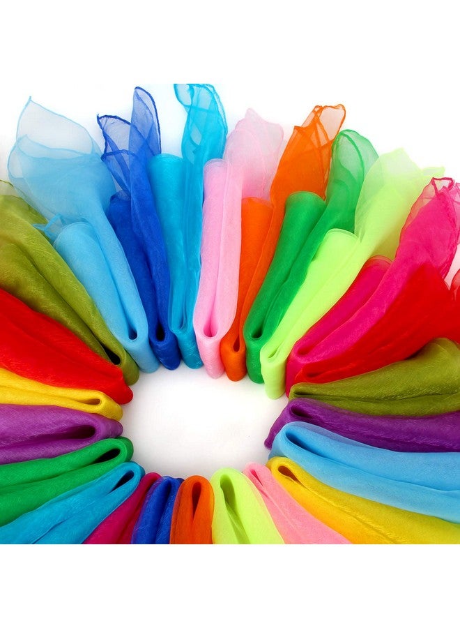 Colovis 36 Pcs Square Dance Scarves, Juggling Scarf Props Magic Trick Silk Scarves Music Movement Scarf 12 Colors 24 by 24 Inches - Image 4