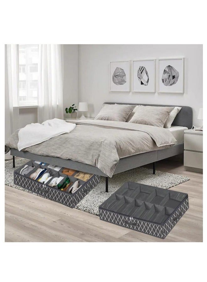 MIXDE 2-piece Underbed Large Capacity Shoe Storage And Organizing Bag Foldable Non-woven Plaid Storage And Organizing Bag - Image 3