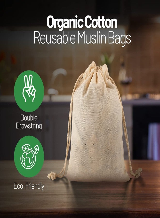 Greenmile 24 Pack Organic Cotton Muslin Bags | 4x6" | Reusable Small Cloth Bag - Image 2