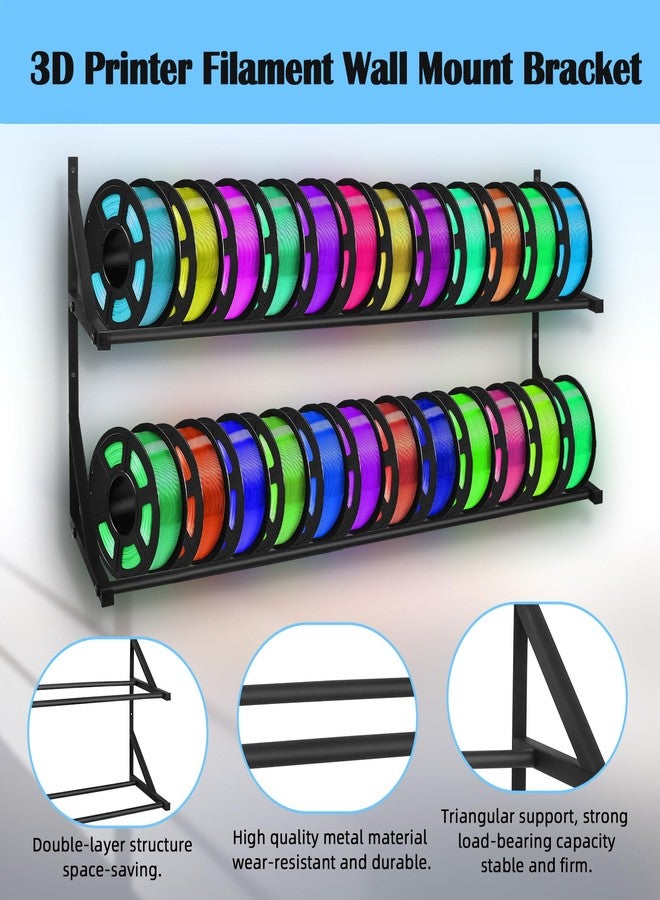 JAYOBGO Upgrade 3D Printer Filament Storage Rack - Holds 24 Rolls, Heavy Duty Wall Bracket Shelves for ABS/PLA/TPU/Nylon Accessories, Spool Holders - Image 5