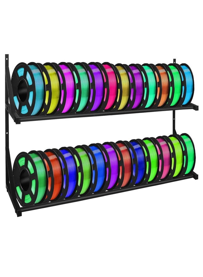 JAYOBGO Upgrade 3D Printer Filament Storage Rack - Holds 24 Rolls, Heavy Duty Wall Bracket Shelves for ABS/PLA/TPU/Nylon Accessories, Spool Holders - Image 1