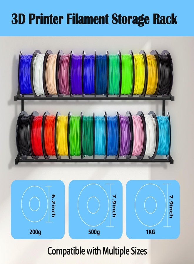 JAYOBGO Upgrade 3D Printer Filament Storage Rack - Holds 24 Rolls, Heavy Duty Wall Bracket Shelves for ABS/PLA/TPU/Nylon Accessories, Spool Holders - Image 4