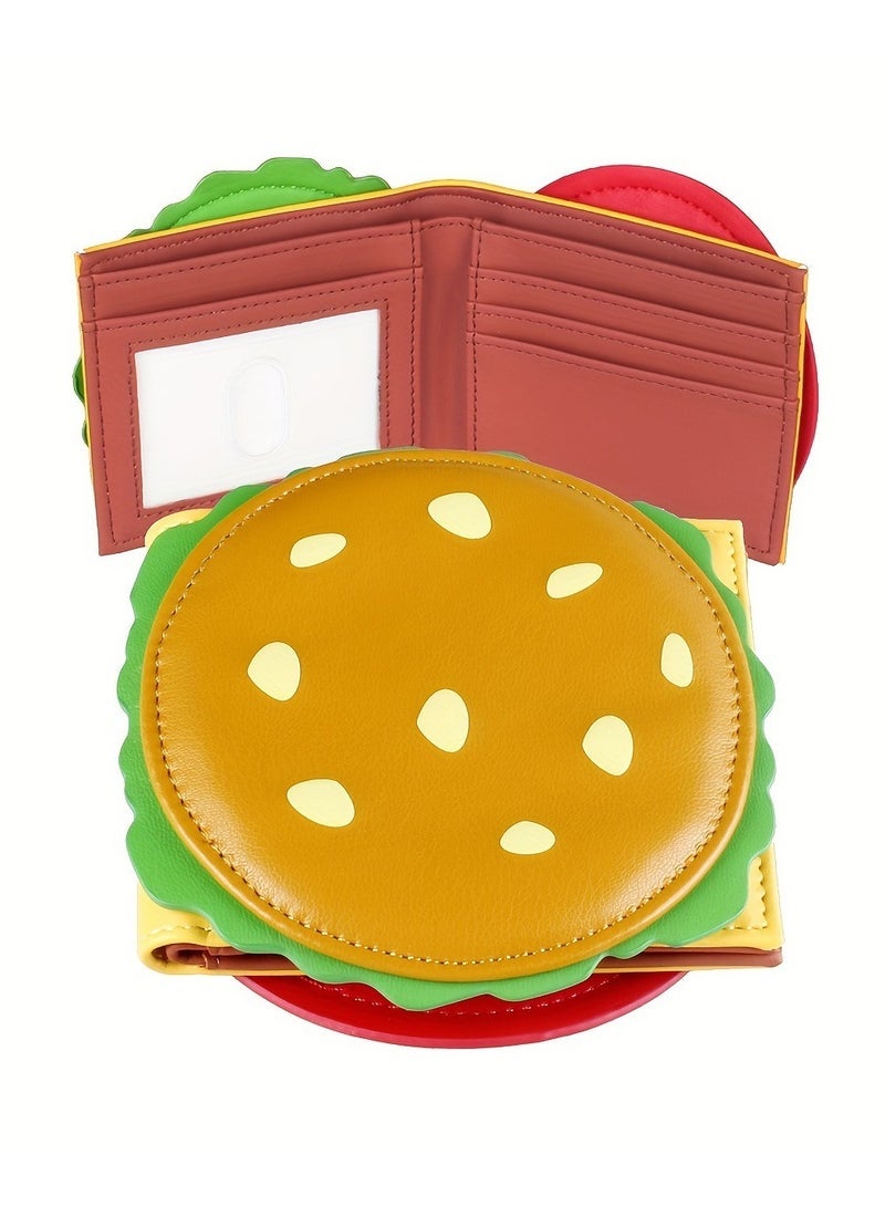 Anti-theft brush anti-magnetic wallet hamburger vintage long wallet oil wax large capacity folding clutch wallet - Image 1