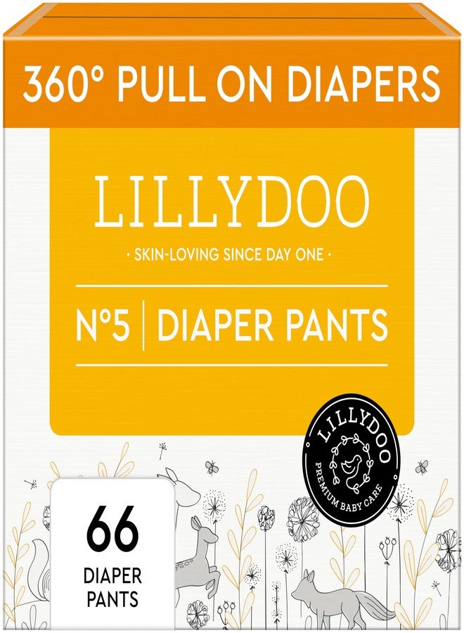 LILLYDOO Diaper Pants Toddlers - Size 5 (24+ lbs), Half-Monthly Supply (66 Count), Skin-Friendly, Ultrasoft, Chlorine-Free, Snug Fit & Absorbent Pull On Diapers - Image 1