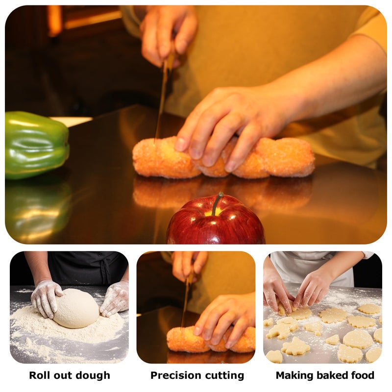 OTAVILEM Stainless Steel Cutting Board for Kitchen, Extra Large Cutting Board Non Toxic, Metal Cutting Boards for Kitchen,Chopping Board for Meat, Veggies, Fruits and Kneading ï¼ˆ70 x 50cm/27.6 x 19.7 inchï¼‰ - Image 4