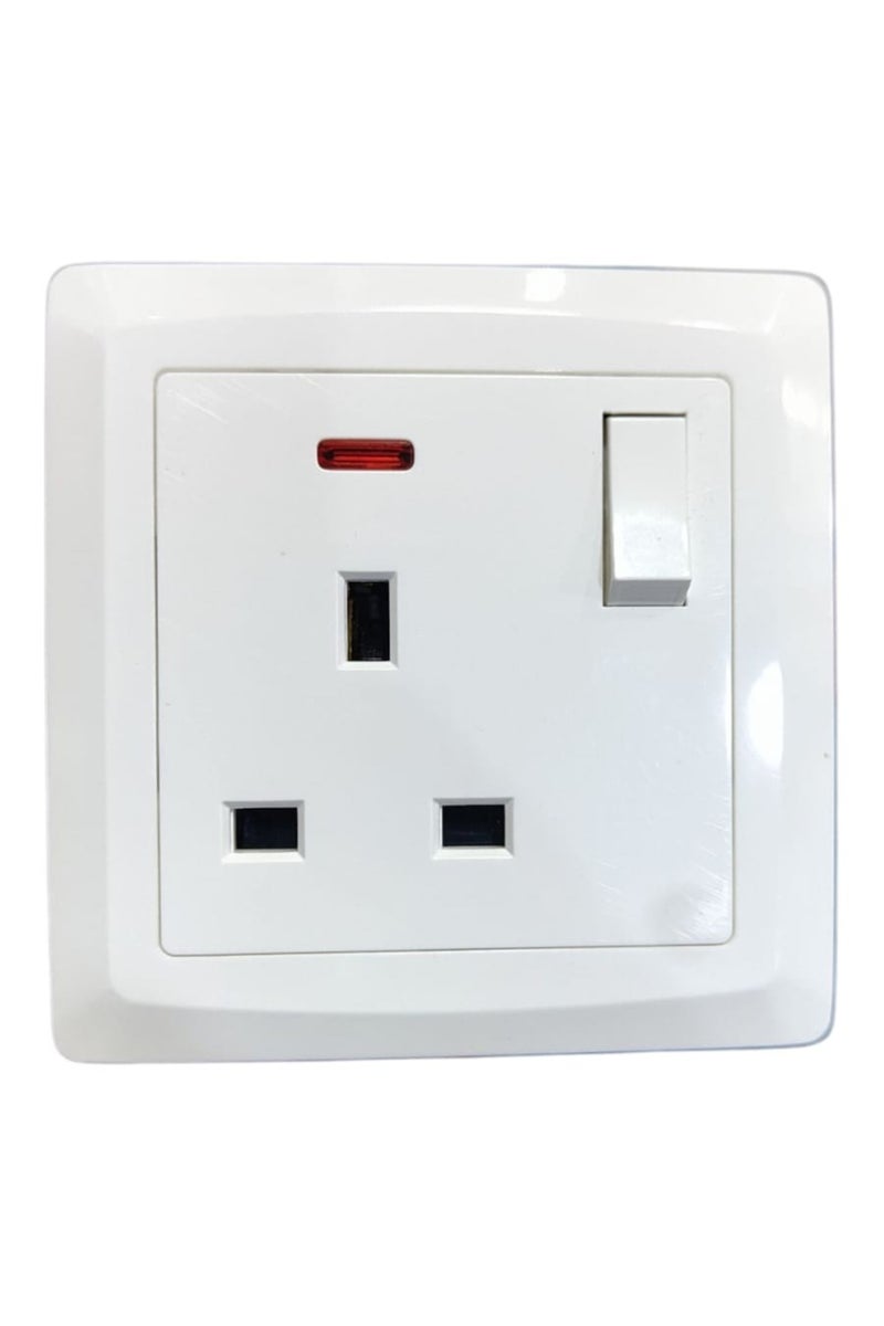 ALRAED 13A Wall Socket with Switch and Indicator Light – White Electrical Power Outlet - Image 1