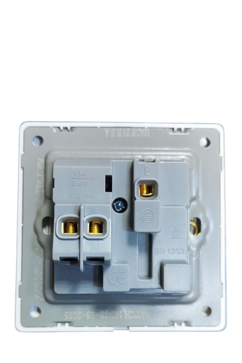 ALRAED 13A Wall Socket with Switch and Indicator Light – White Electrical Power Outlet - Image 2