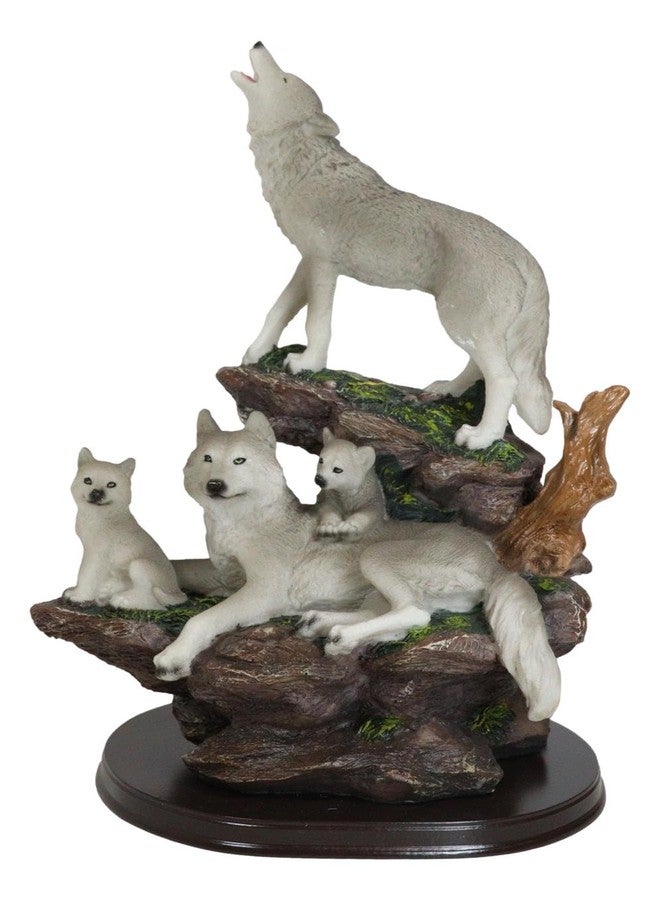 Ebros Gift Moon Howling Timberwolves Alpha Wolf Pack Family Decorative Figurine 8.5" H Direwolf Wolves Cries of The Night Animal Spirit Totem Sculpture - Image 1