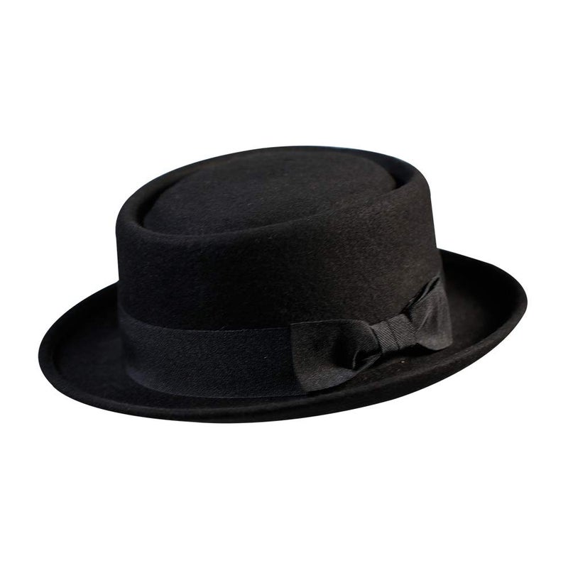 Samplife Pork Pie Hat for Men/Women Wool Felt Fedora Boater Porkpie Flat Halloween Top Derby Black (US, Alpha, Medium, Black) - Image 1
