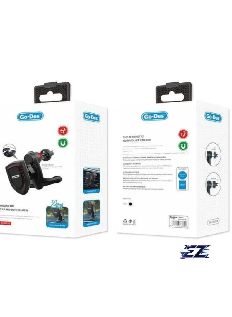 ELTRAZONE 2-in-1 Magnetic Vehicle Phone Holder – Dashboard & Air Vent Mount, Universal Compatibility - Image 4