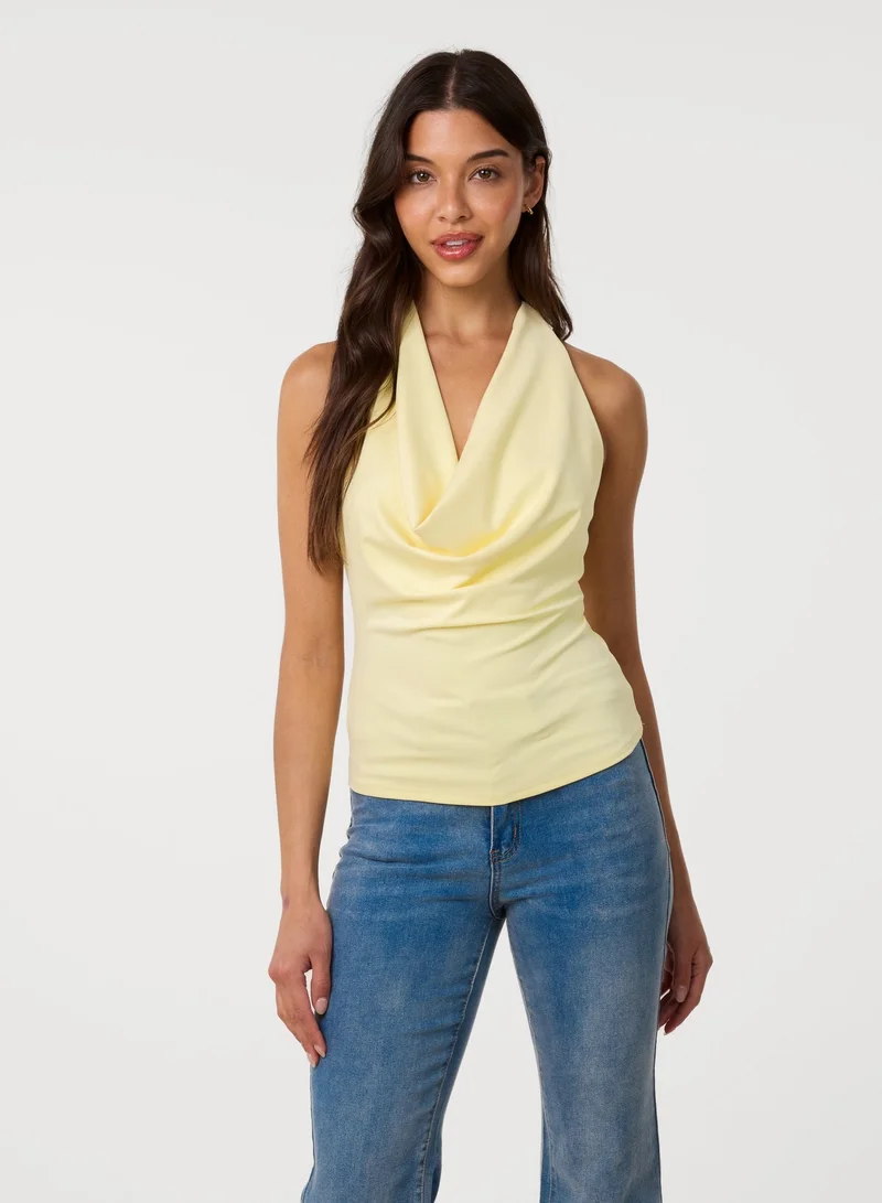 بينك فانيلا Halterneck Cowl Soft Stretch Top