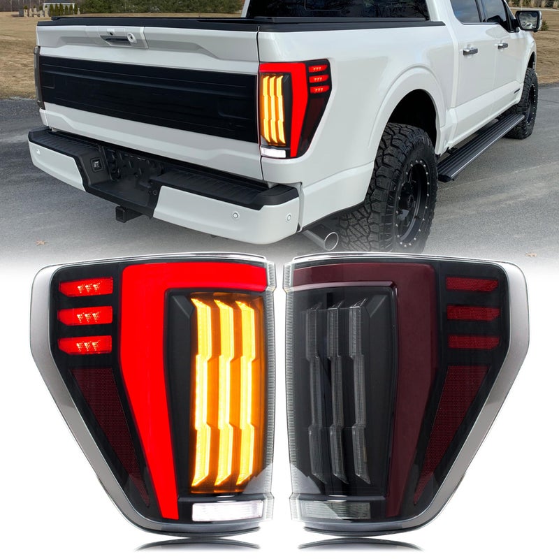 inginuity time LED Tail Lights for Ford F150 F150 XL STX 2021 2022 2023 14th Gen Startup Animation Sequential Signal Black Rear Lamps Assembly AccessaryCannot Fit BLIS Model