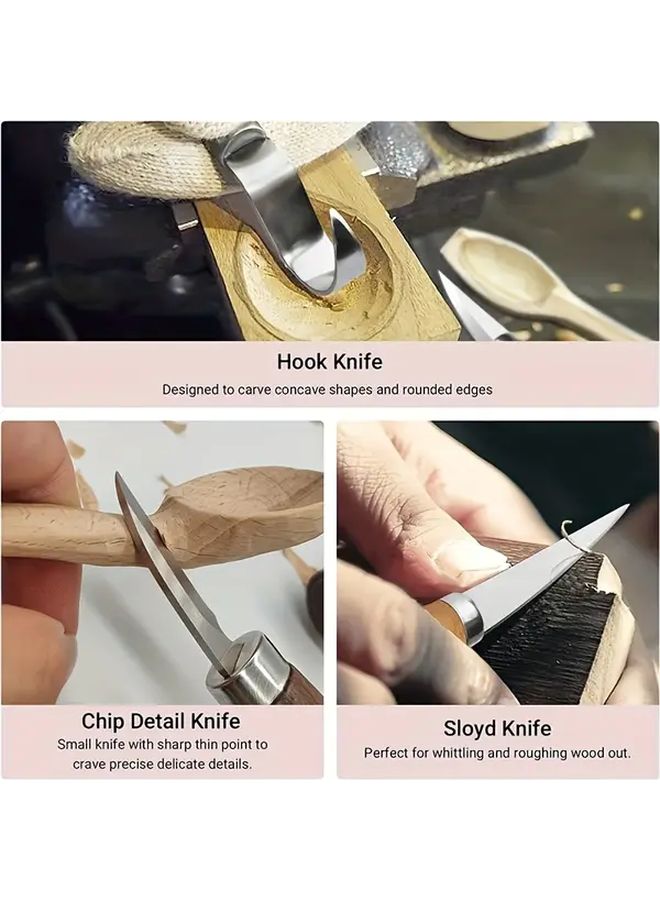 Wood Carving Knife Set 3pcs Professional With Chip Detail Hook Knife Durable Metal - Image 5