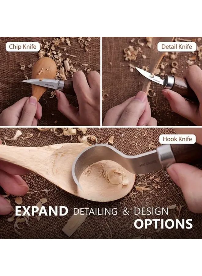 Wood Carving Knife Set 3pcs Professional With Chip Detail Hook Knife Durable Metal - Image 1