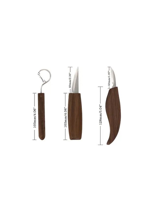 Wood Carving Knife Set 3pcs Professional With Chip Detail Hook Knife Durable Metal - Image 2