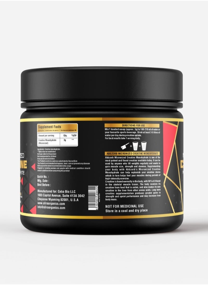 Oliza Natural - Miconized Creatine Monohydrate Powder Unflavored 250gm 83 Serving - Image 1