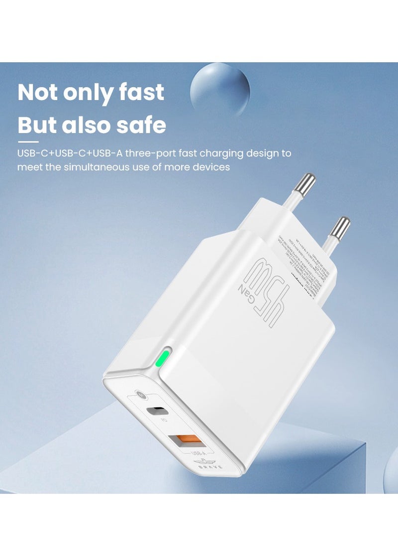 Brave USB C Fast Charger, 45W GaN Compact Smart Travel Wall Charger 2-Port PD 3.0 Type C Power Adapter Included USB C to Lightning Cable Compatible with iPhone 15/14/13/12 Series, Samsung S23 EU Plug  - Image 3