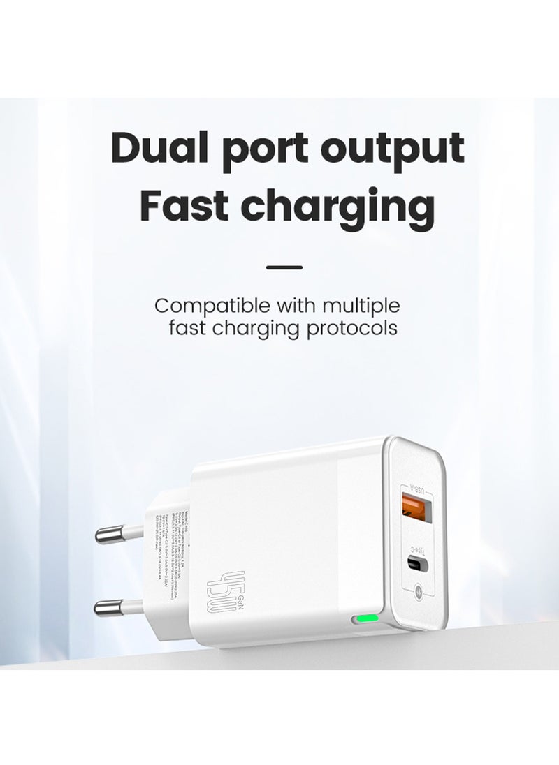 Brave USB C Fast Charger, 45W GaN Compact Smart Travel Wall Charger 2-Port PD 3.0 Type C Power Adapter Included USB C to Lightning Cable Compatible with iPhone 15/14/13/12 Series, Samsung S23 EU Plug  - Image 5