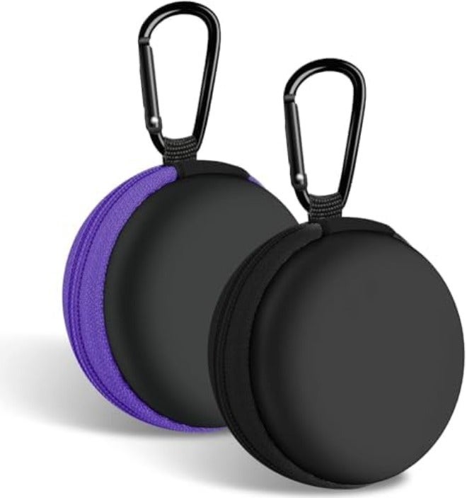 Woyinger Round Earbud Case Portable EVA Carrying Case Storage Bag Cell Phone Accessories Organizer with Carabiner for Earphone, Earbud, Earpieces, SD Memory Card, Camera Chips,Black - Image 1