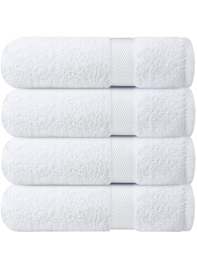 Premium Bath Towels Set Pack of 4-100% Ring Spun Cotton Towels - White Bath Towels 68cm x 137cm - Soft Feel, Quick Dry, Highly Absorbent Durable Towels, Perfect for Daily Use by  - Image 1