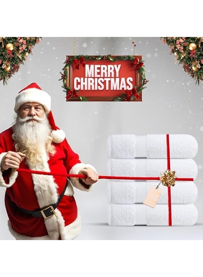 Premium Bath Towels Set Pack of 4-100% Ring Spun Cotton Towels - White Bath Towels 68cm x 137cm - Soft Feel, Quick Dry, Highly Absorbent Durable Towels, Perfect for Daily Use by  - Image 4
