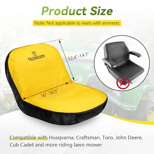 Tecreddy Lawn Mower Seat Cover Weatherproof Heavy Duty Tractor Seat Cover Compatible with John Deere LP92324 Cub Cadet Riding Lawn Mower Medium - Image 3