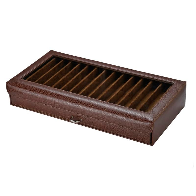 essart Faux Leather Two Level Pen Transparent Travel Accessories Display Organizer Box For 30 Pens In Snakebit-Brown Color - Image 4
