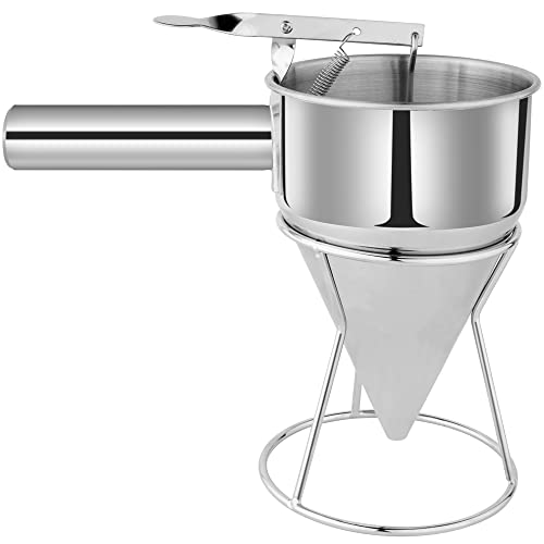 MIUONO EgieMr Stainless Steel Pancake Batter Dispenser Funnels with Stand Great for Cupcakes, Takoyaki or Any Baked Goods - Image 1