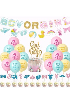 Y&D Gender Reveal Decorations Party Supplies with Boy or Girl Banner Printed Balloons  - Image 1