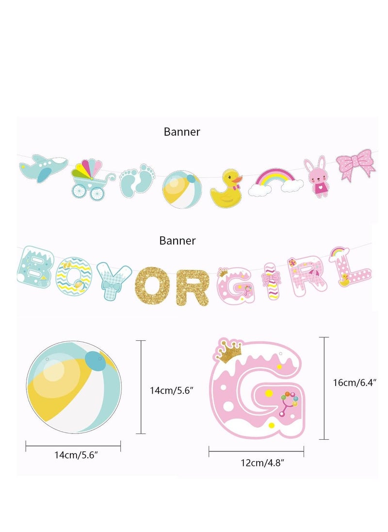 Y&D Gender Reveal Decorations Party Supplies with Boy or Girl Banner Printed Balloons  - Image 4