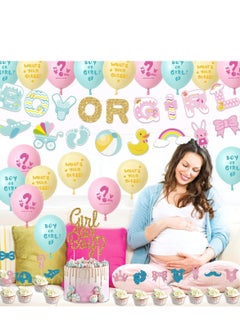 Y&D Gender Reveal Decorations Party Supplies with Boy or Girl Banner Printed Balloons  - Image 3