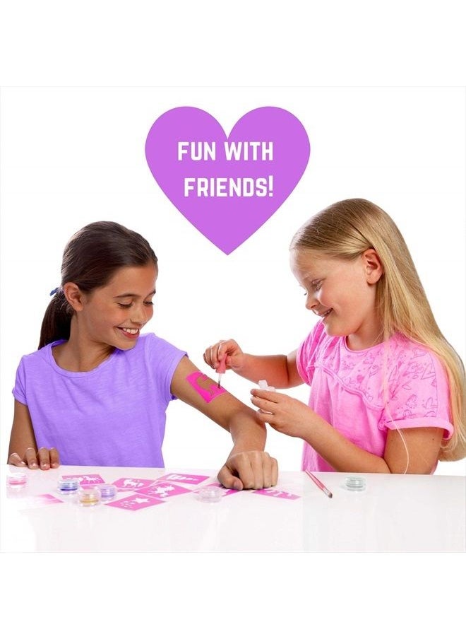GirlZone - Unicorn Glitter Tattoo Studio, Easy To Use and Skin-Safe Kids Temporary Sparkle Tattoos for Creative Playtime, Fun Party Crafts for Kids - Image 1