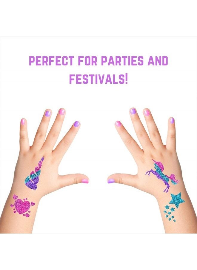 GirlZone - Unicorn Glitter Tattoo Studio, Easy To Use and Skin-Safe Kids Temporary Sparkle Tattoos for Creative Playtime, Fun Party Crafts for Kids - Image 1