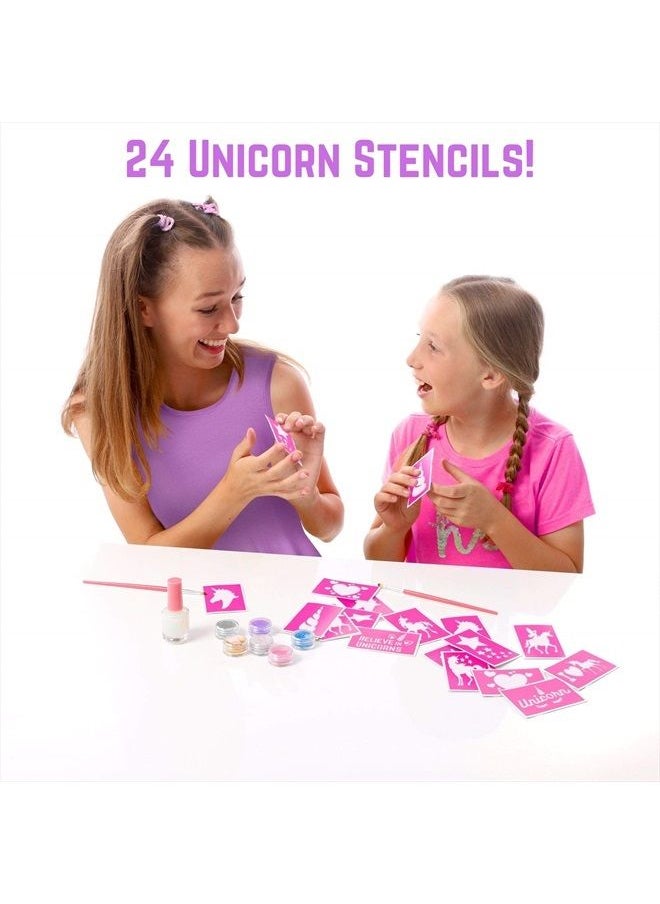 GirlZone - Unicorn Glitter Tattoo Studio, Easy To Use and Skin-Safe Kids Temporary Sparkle Tattoos for Creative Playtime, Fun Party Crafts for Kids - Image 1