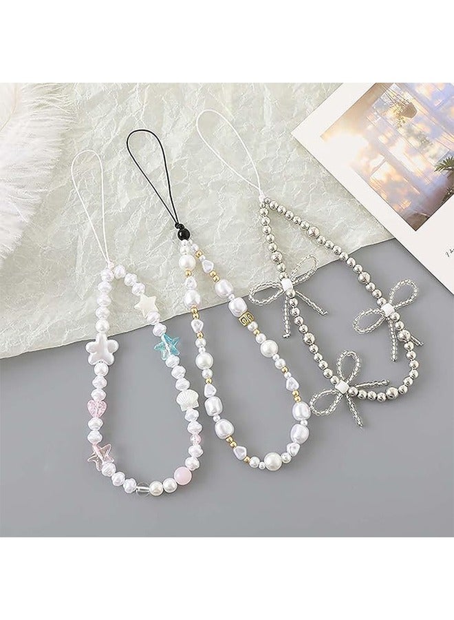 Phone Charm Phone Wrist Strap for Women Phone Chain Phone Lanyard Handmade Cell Phone Accessories for Women Classic Pearl - Image 4