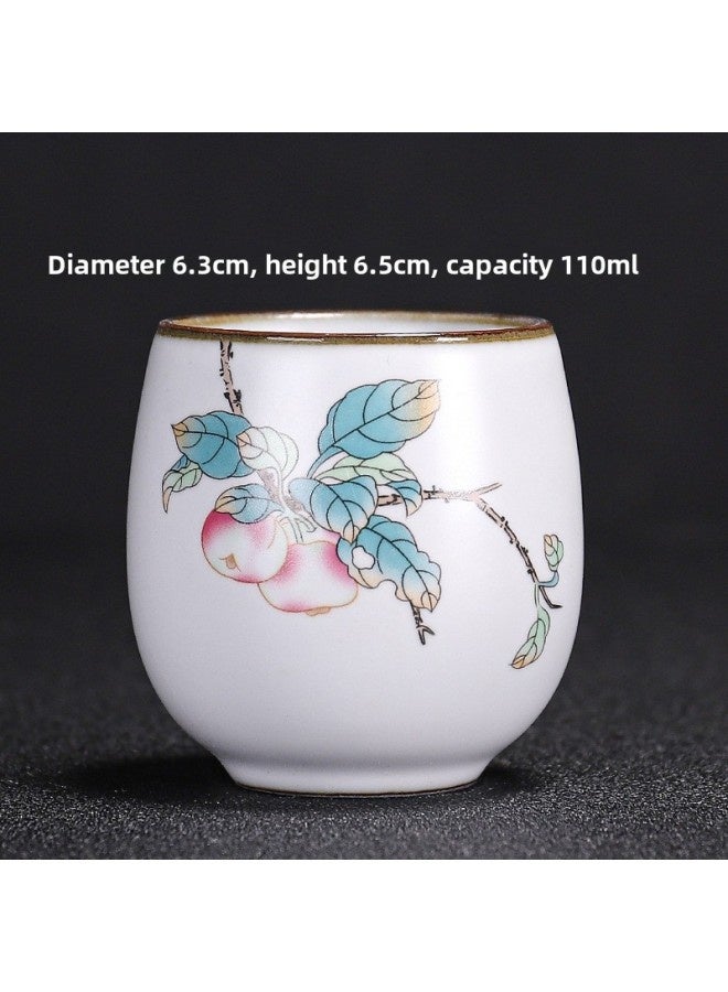Ru Kiln Teacup Master Cup Individual Single Cup Open Piece Ice Flower Glaze Ceramic Tea Tasting Cup Kung Fu Tea Set Tea Bowl Gift Box-Color:Ru Kiln Moon White Round Melting Cup-apple Collection And Purchase To Get A Tea Towel-Capacity:Other - Image 1